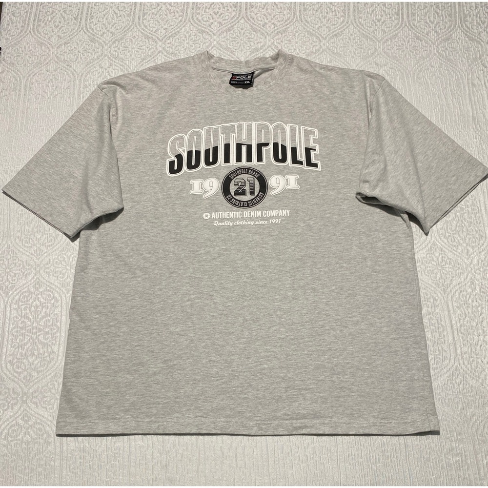 Southpole Mens Graphic T-Shirt XXL Gray Y2K Streetwear‎ Authentic 1991 Tee
